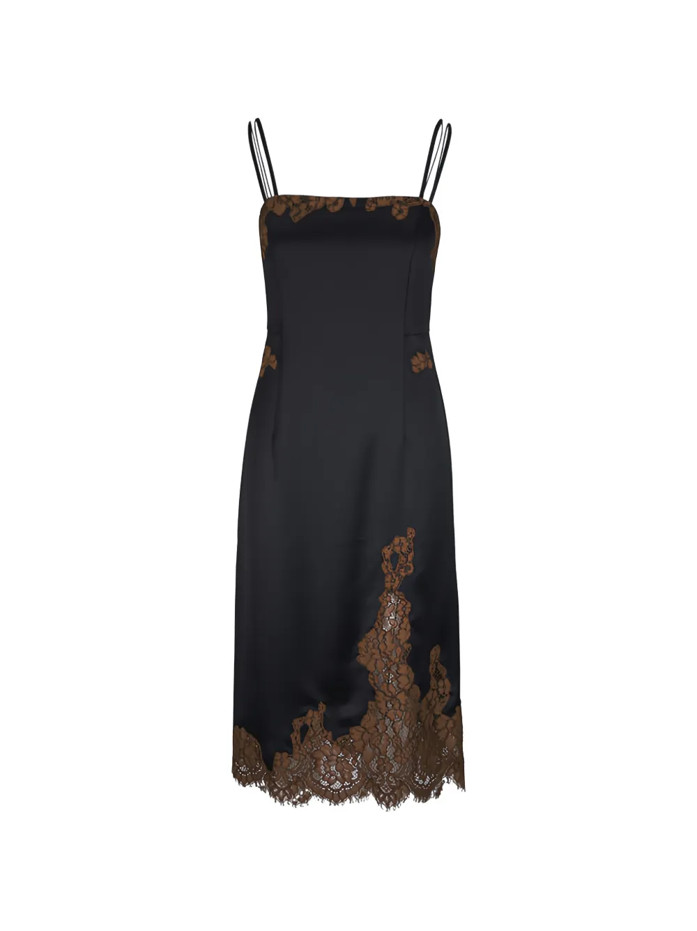 Dorothee Schumacher lace-trim satin midi dress Zwart