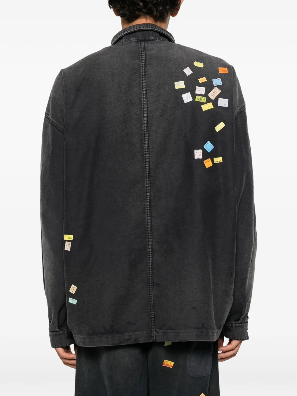 Maison MIHARA YASUHIRO Repair overall jack met print en prijskaartje Zwart