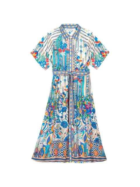 Saraco mosaic-print belted midi dress
