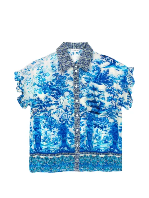 Saraco graphic-print ruffle-trim shirt