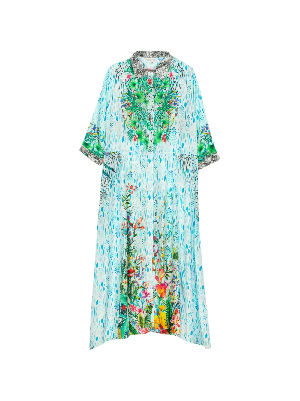 Saraco floral-print silk shirt maxi dress - Grün
