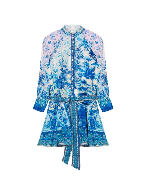 Saraco floral-print belted mini dress