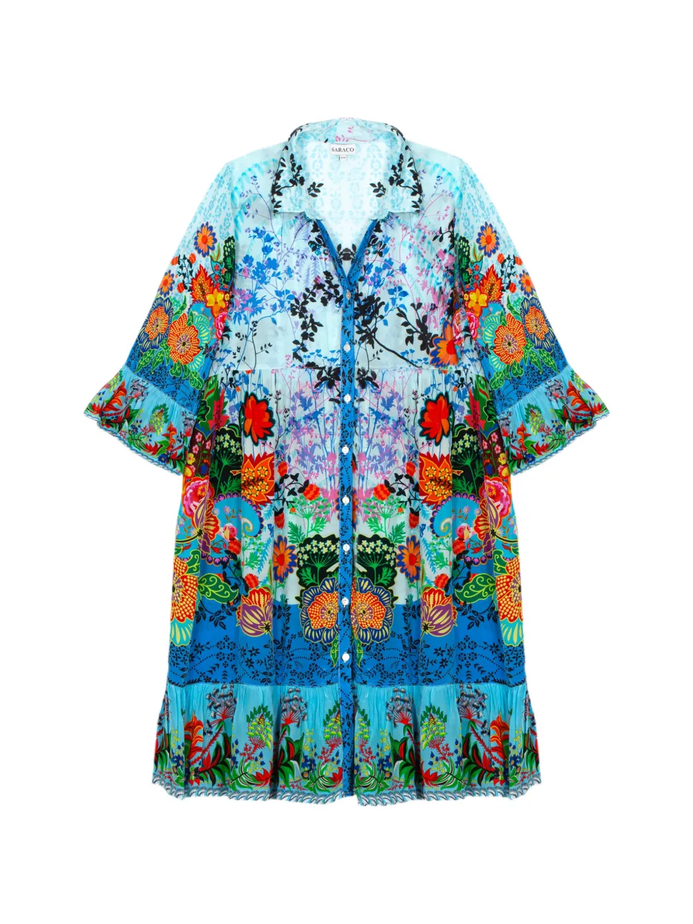 Saraco Celeste Wildflower floral-print tiered dress - Blu