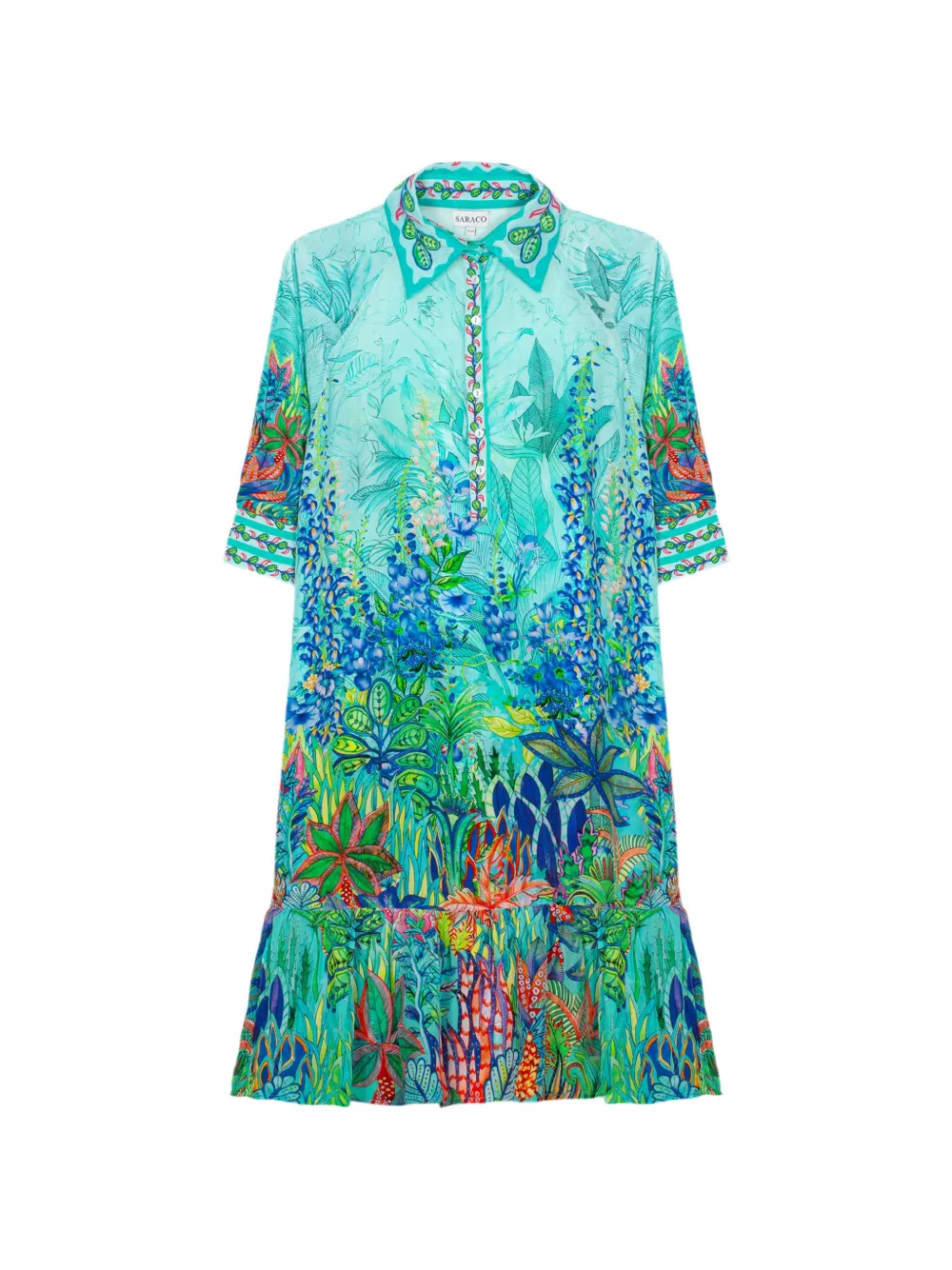 Saraco floral-print ruffled midi dress - Blau