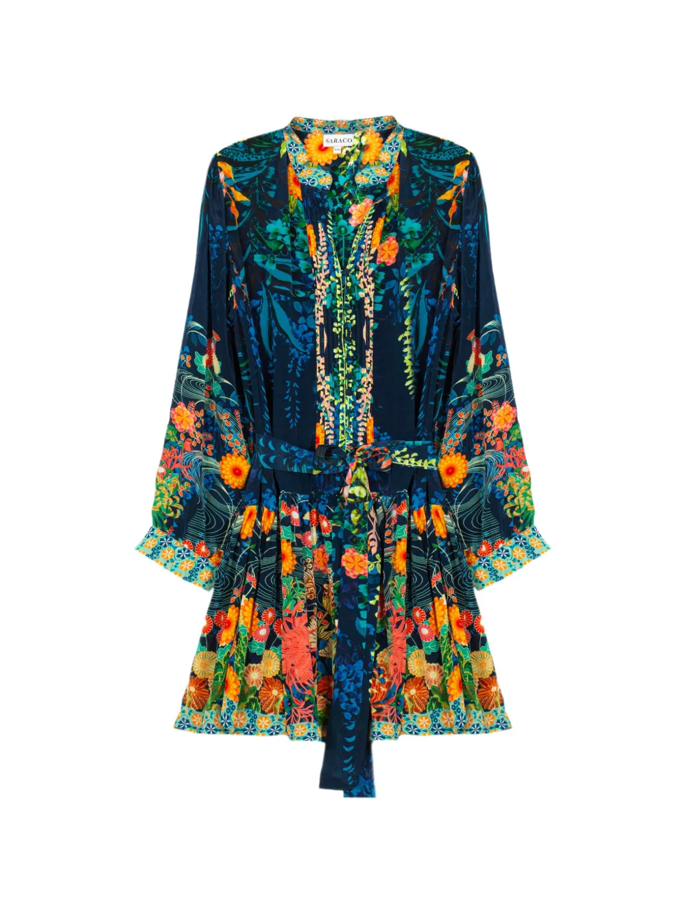 Saraco Sunset Botanica floral-print belted dress - Blue