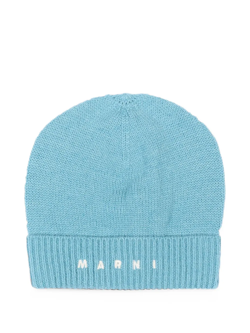 Marni Kids logo-embroidered knitted beanie hat - Blu