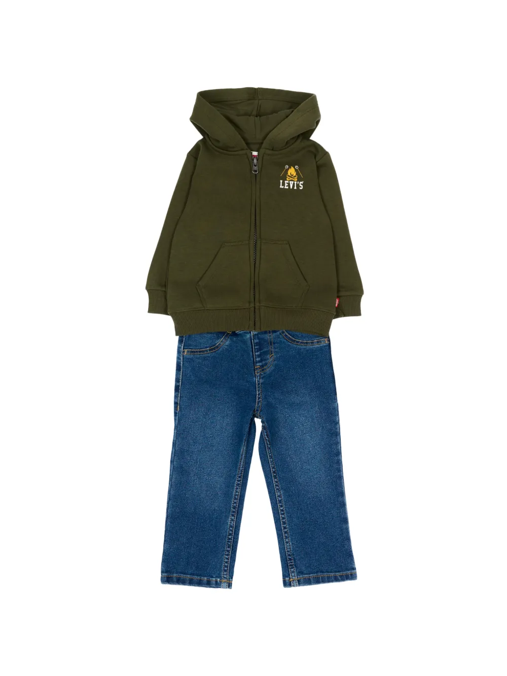 Levi's Kids Drie grafische prints hoodie en jeans met rits Blauw