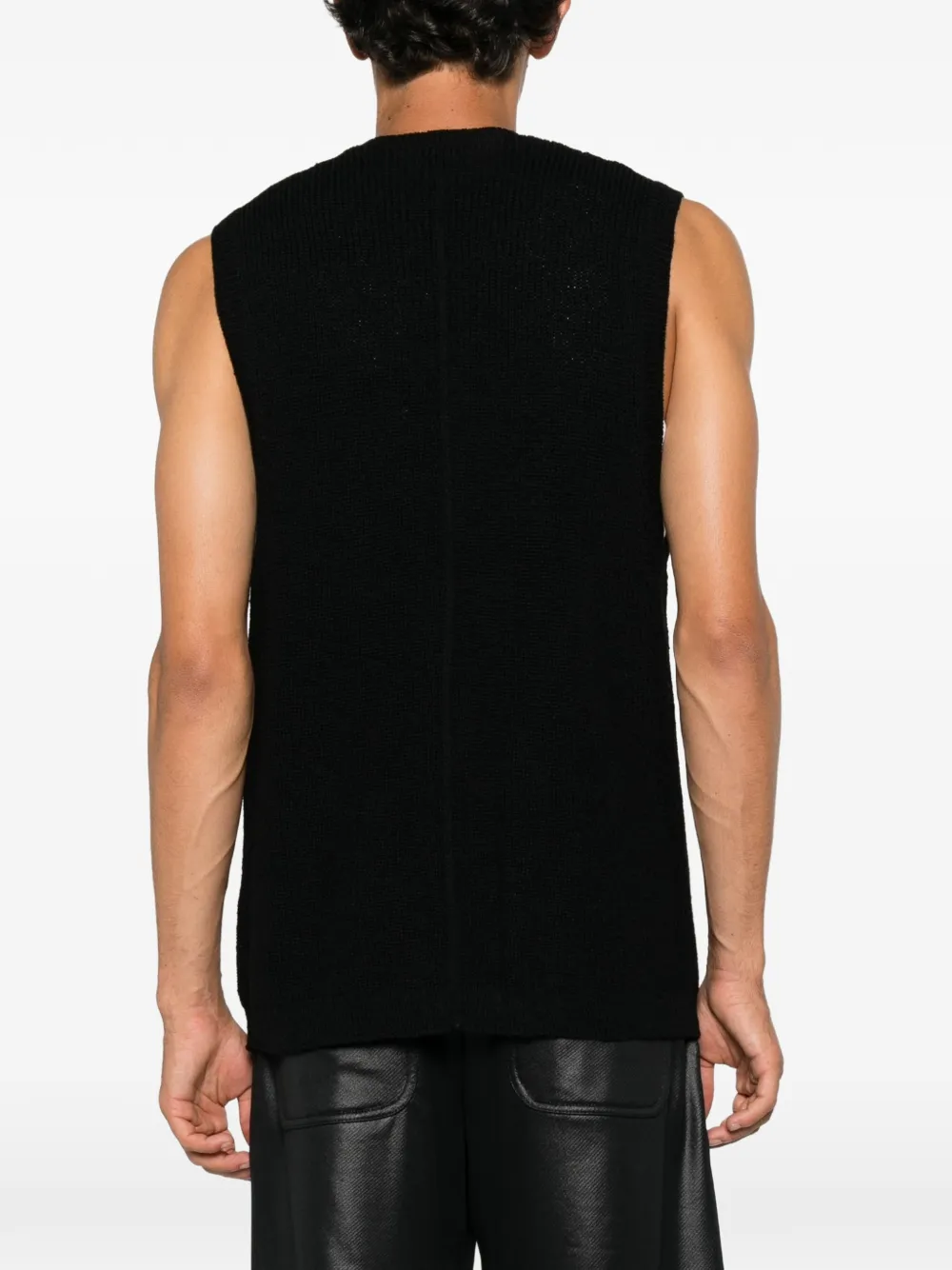 Yohji Yamamoto Ribgebreide bodywarmer met rits Zwart