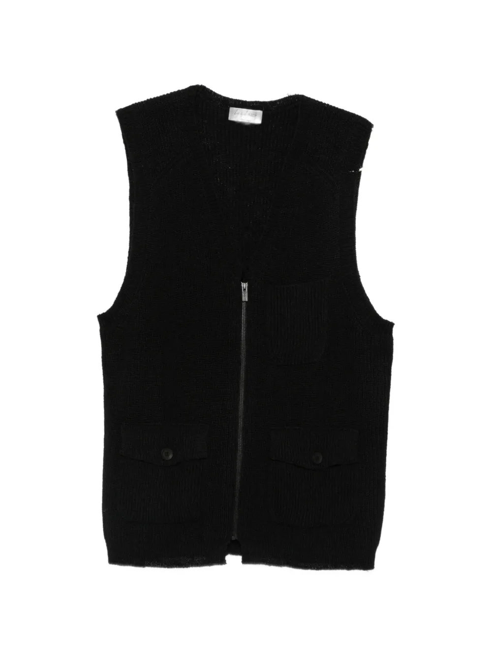 Yohji Yamamoto ribbed-knit zip-up gilet - Nero