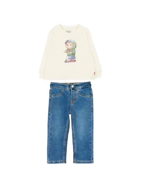 Levi's Kids graphic-print long-sleeve T-shirt jeans set