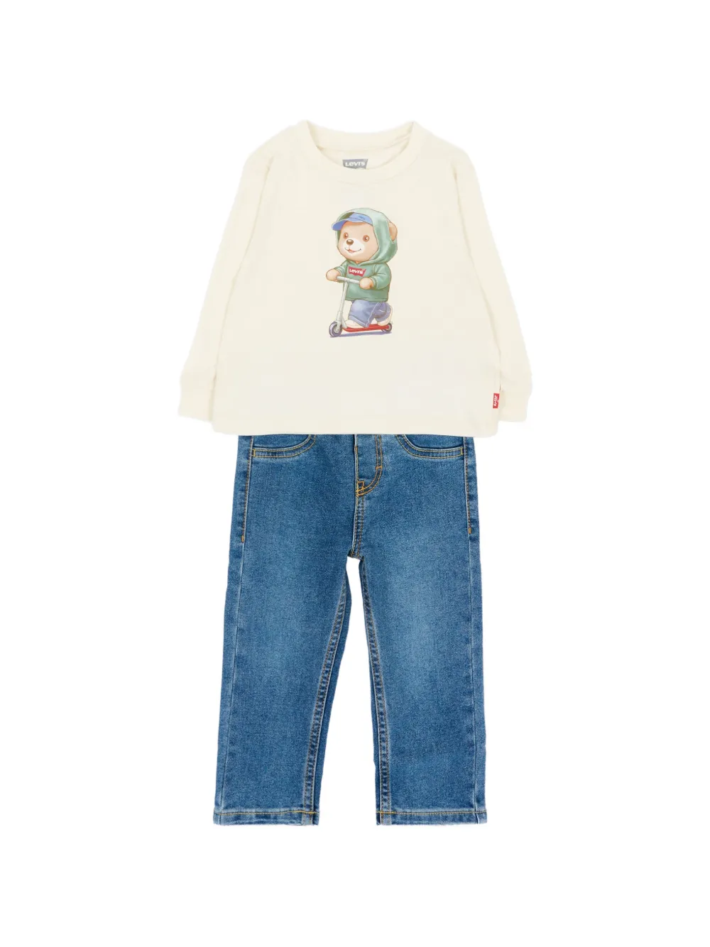 Levi's Kids Jeansset met T-shirt met lange mouwen en grafische print Blauw