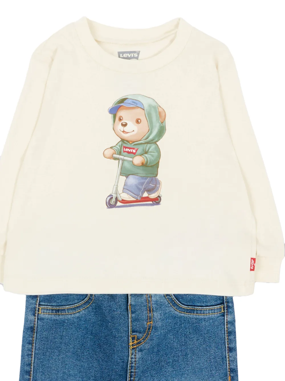 Levi's Kids Jeansset met T-shirt met lange mouwen en grafische print Blauw