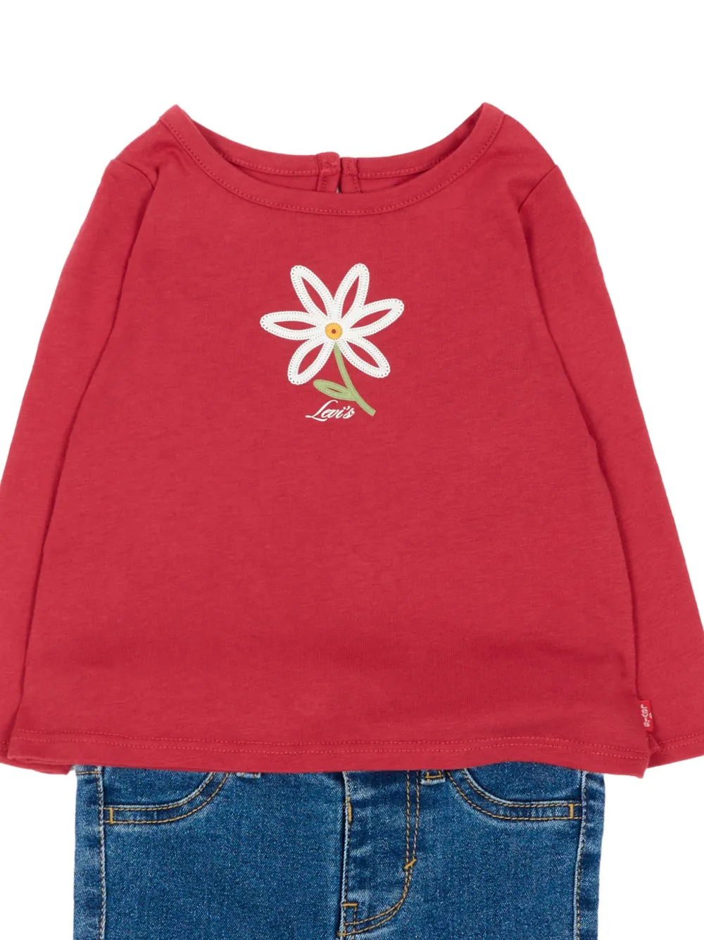 Levi's Kids floral-print ruffled-hem track pants Rood