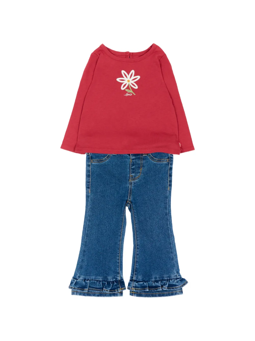 Levi's Kids floral-print ruffled-hem track pants - Rosso