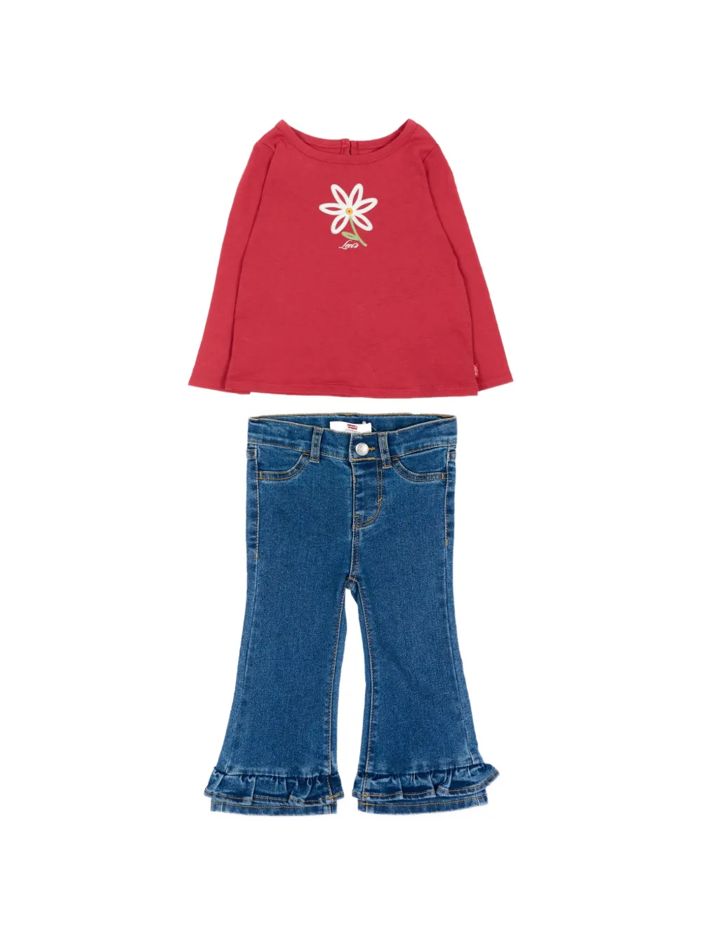 Levi's Kids floral-print ruffled-hem track pants Rood