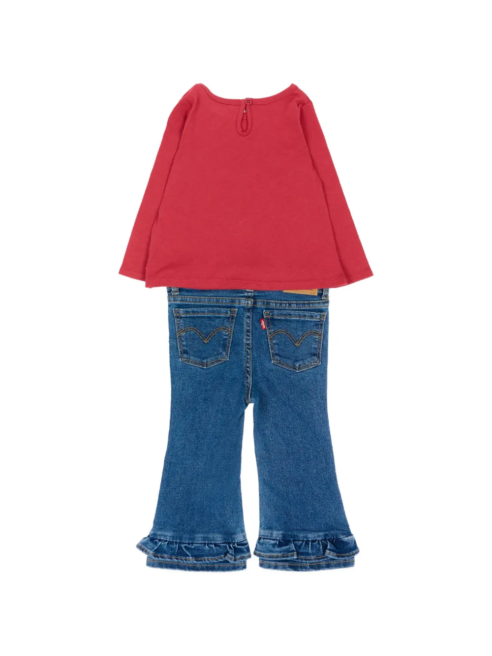 Levi's Kids floral-print ruffled-hem track pants Rood