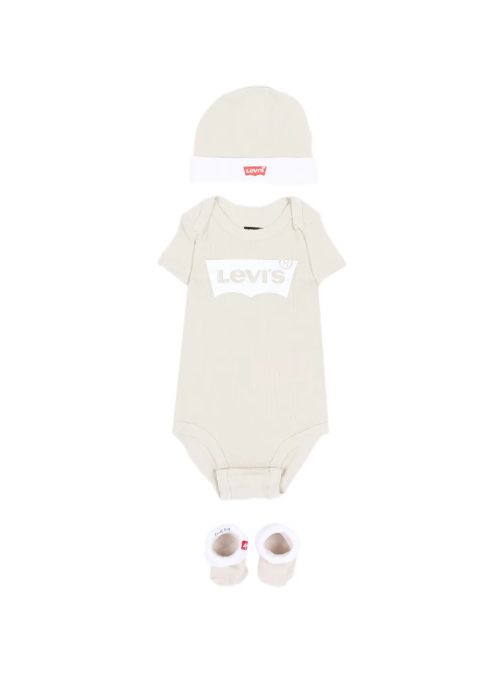 Levi's Kids Dreiteiliges Strampler-Set mit Logo - Nude