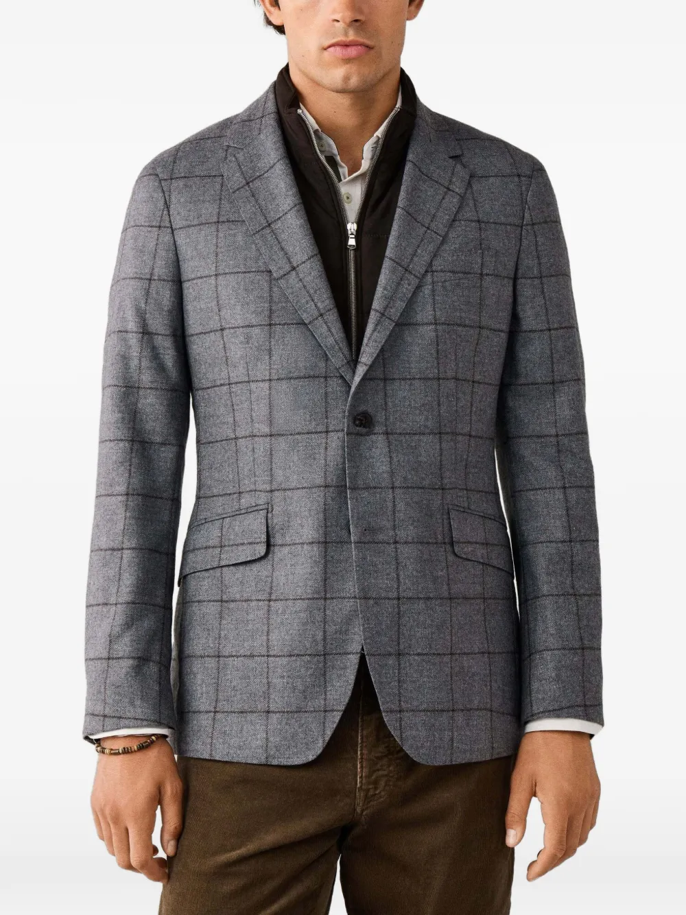 Hackett London Geruite blazer met slabbetje Grijs