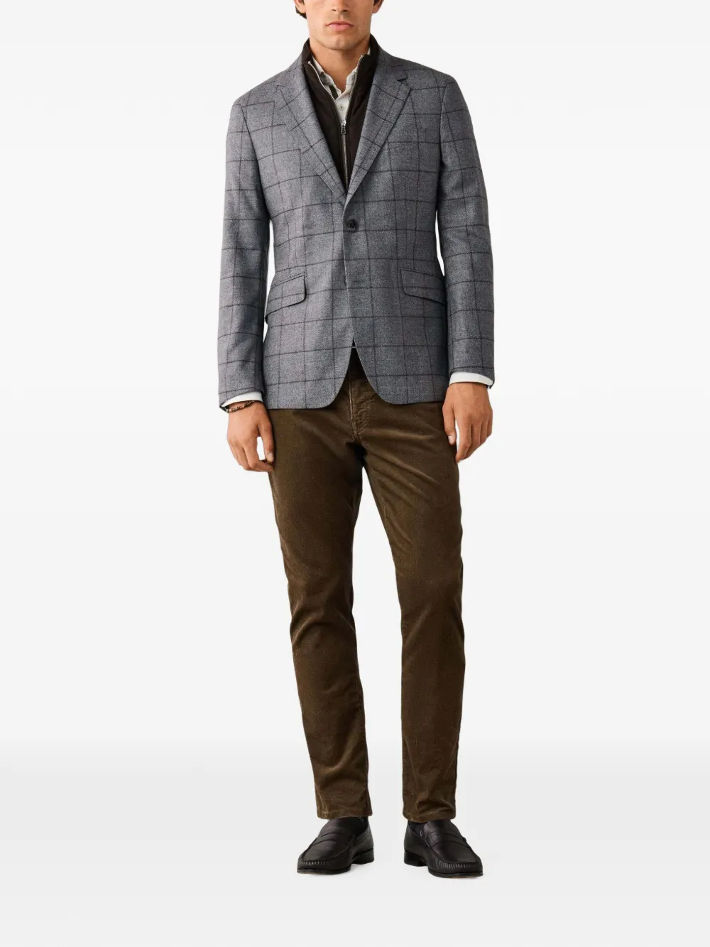 Hackett London Geruite blazer met slabbetje Grijs