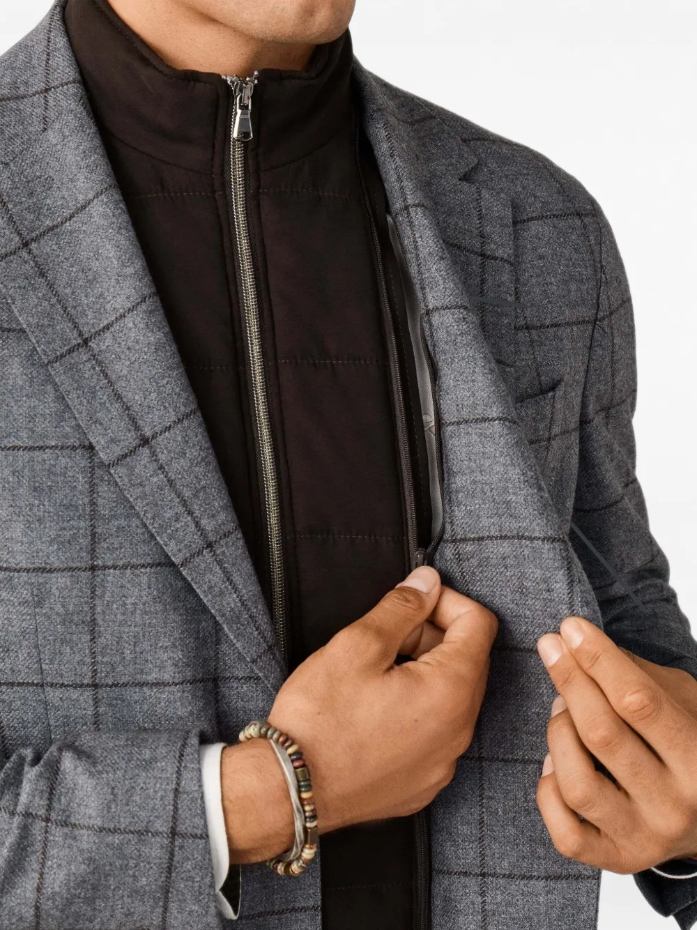 Hackett London Geruite blazer met slabbetje Grijs