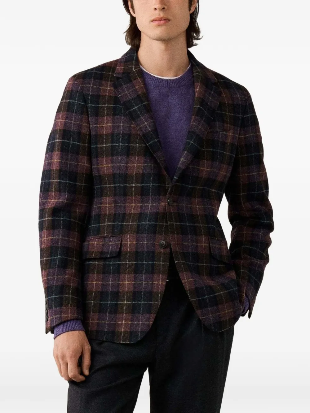 Hackett London Check-pattern Single-breasted Blazer In Multi