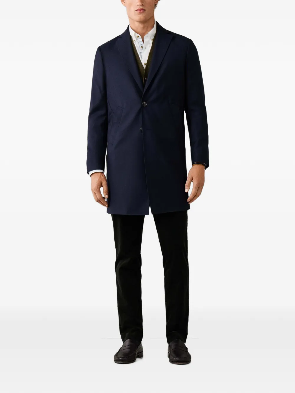 Hackett London Wollen flanellen jas Blauw
