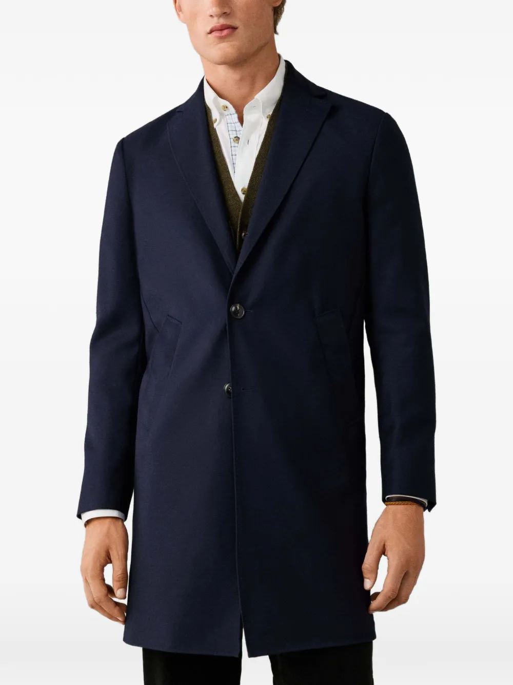 Hackett London Wollen flanellen jas Blauw