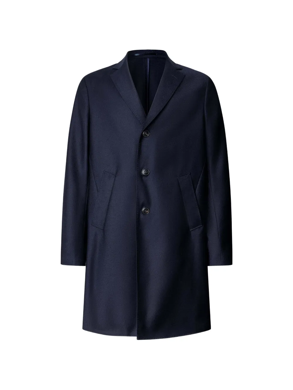 Hackett London Wool Flannel Coat In Blue