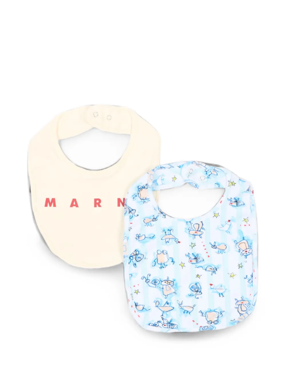 Marni Kids logo-print and graphic-pattern bib set (set of two) - Toni neutri