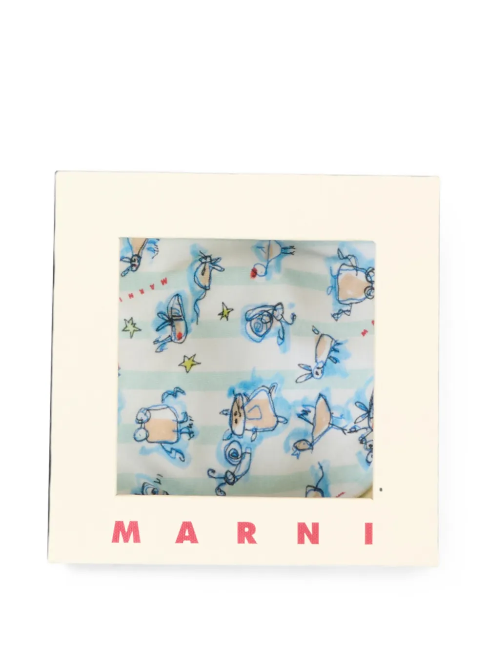 Marni Kids Twee slabbetjes met logo-print en grafisch patroon Beige