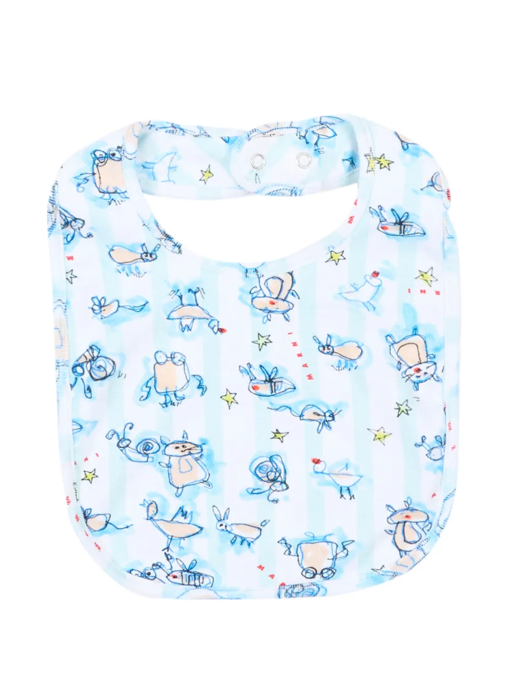 Marni Kids Twee slabbetjes met logo-print en grafisch patroon Beige