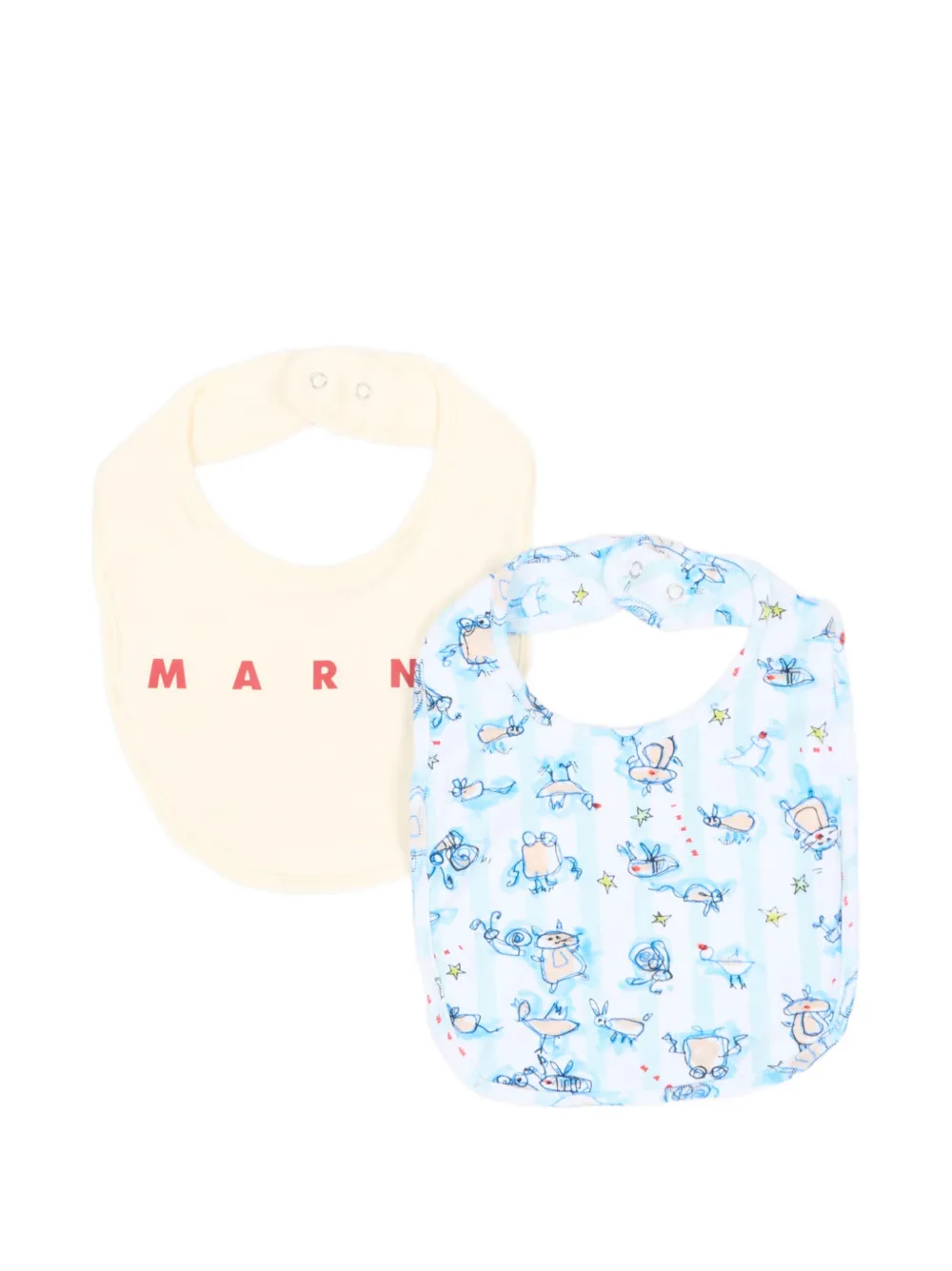 Marni Kids Lätzchen mit Logo-Print und grafischem Muster (2er-Set) - Nude
