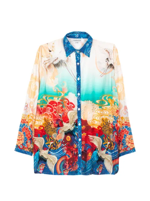 Saraco Koi Horizon crane-print button-up shirt