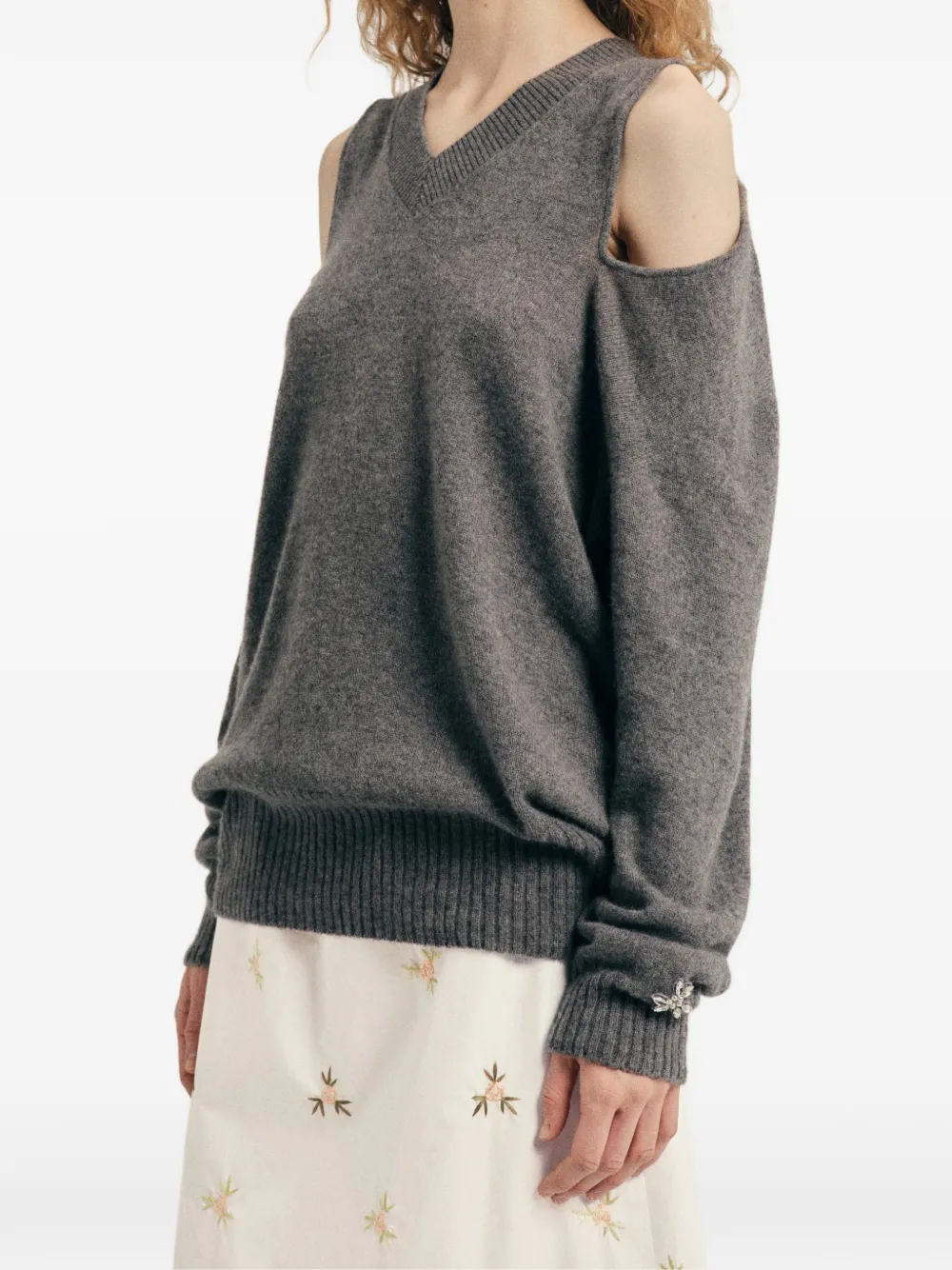 Simone Rocha Verfraaide trui met uitgesneden details Grijs