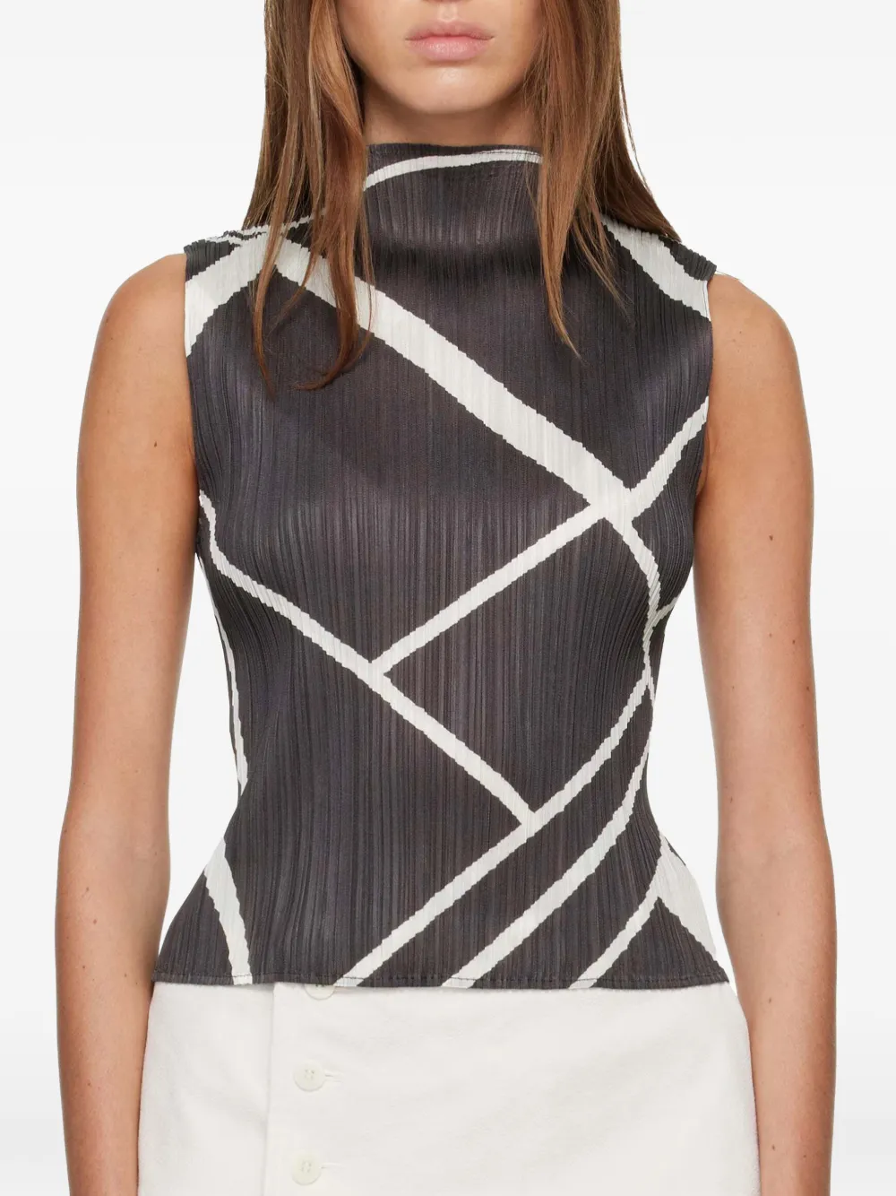 Pleats Please Issey Miyake Fold Line top - Grigio