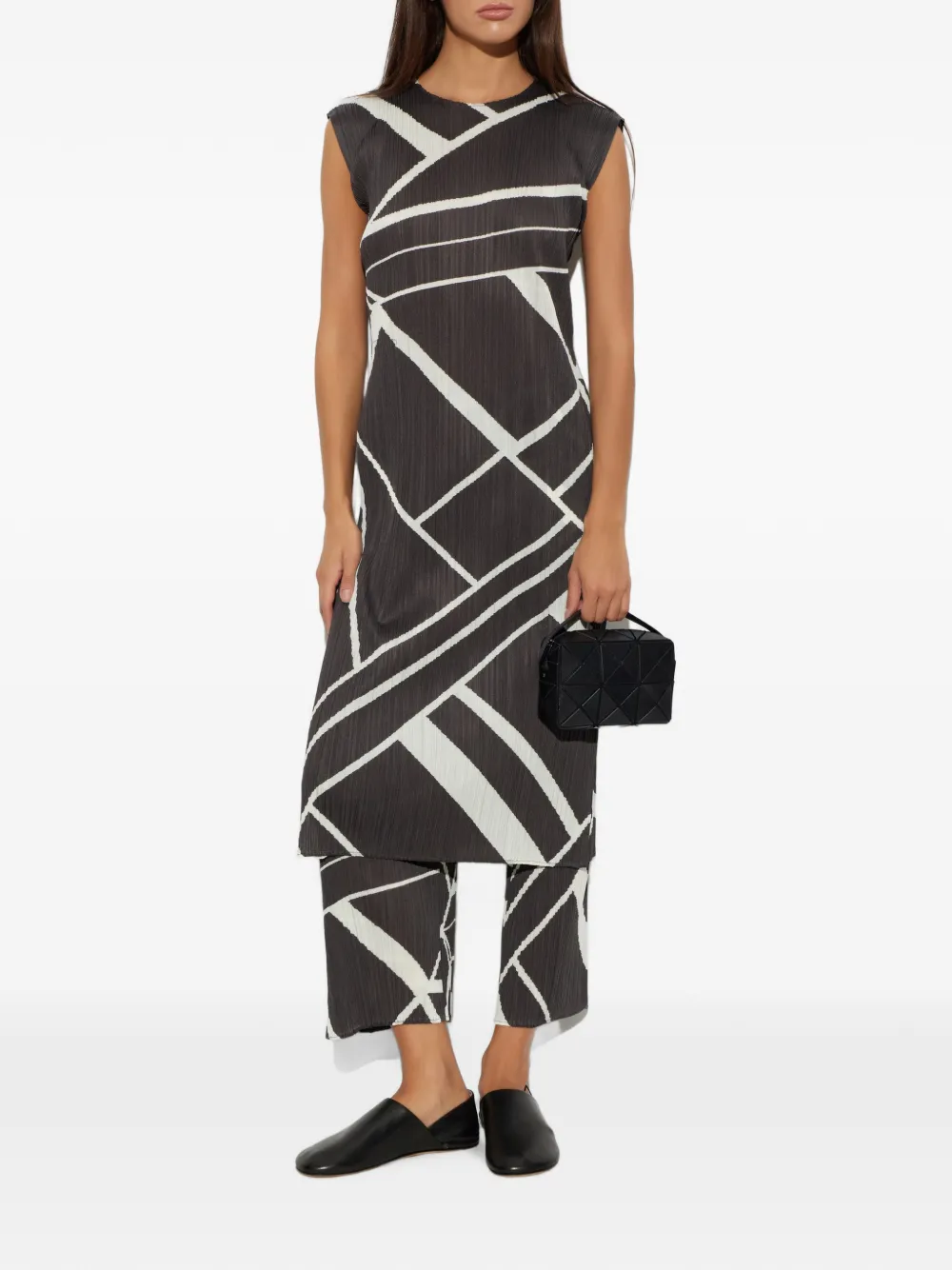 Pleats Please Issey Miyake Fold Line geplooide midi-jurk Grijs