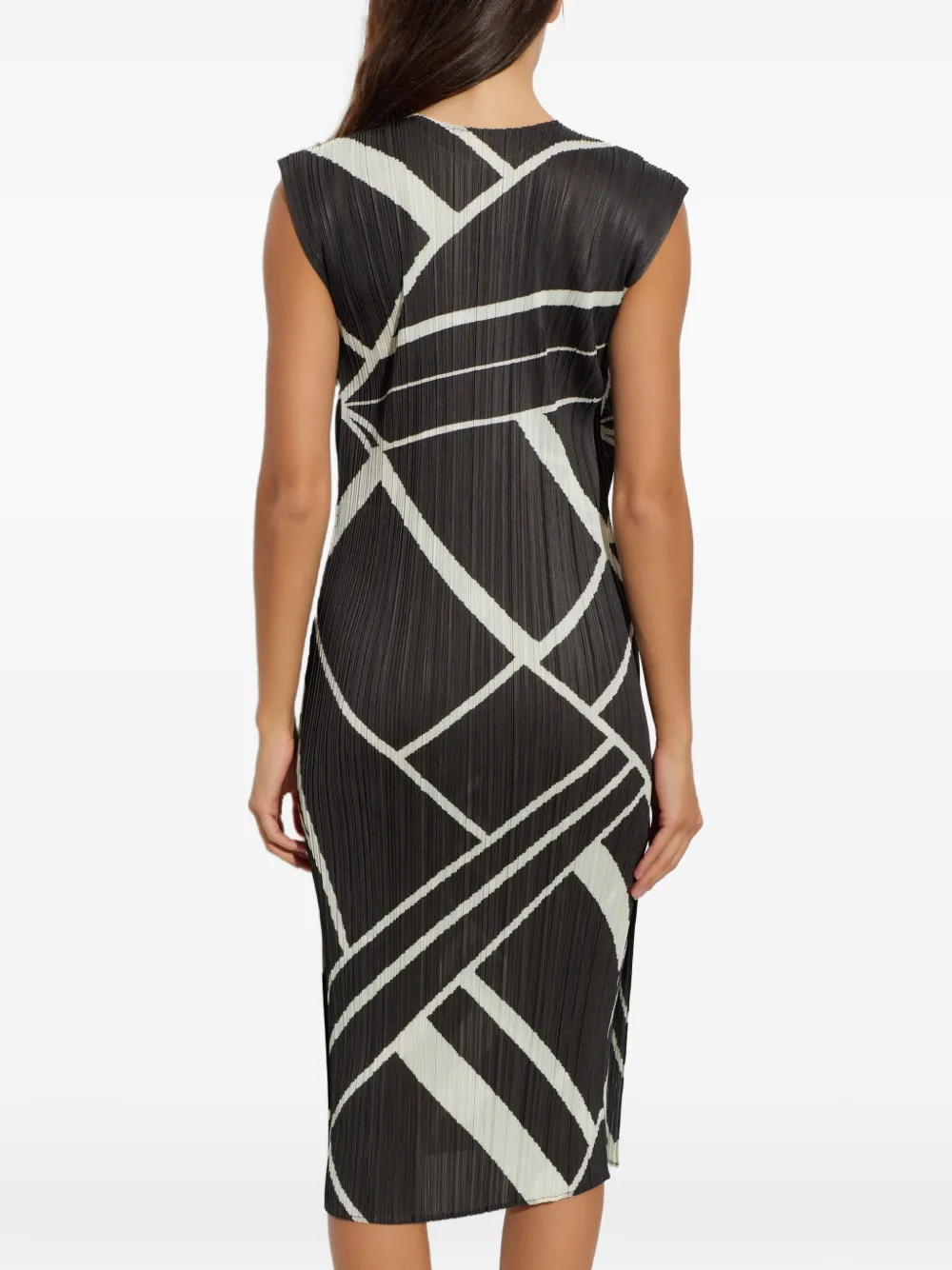 Pleats Please Issey Miyake Fold Line geplooide midi-jurk Grijs