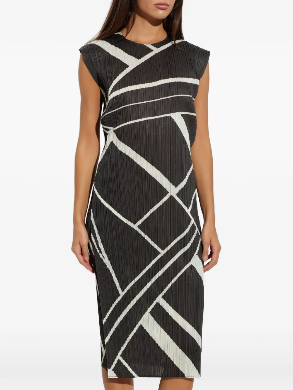 Pleats Please Issey Miyake Fold Line geplooide midi-jurk Grijs