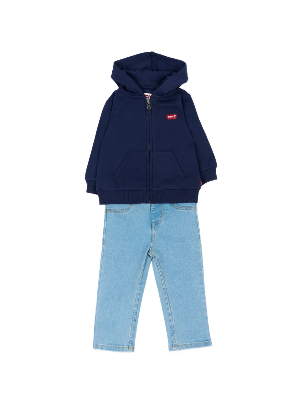 Levi's Kids Drie T-shirten en jeans met logo-patch Blauw