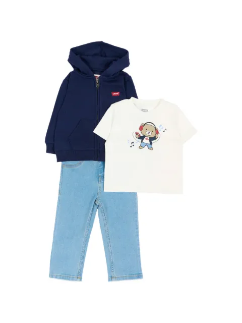 Levi's Kids logo-patch hoodie T-shirt and  jeans set (set of three)