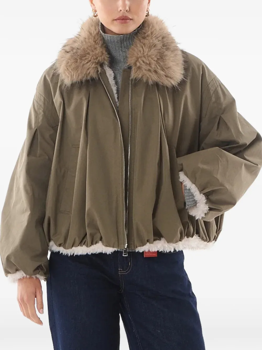 Giovanni Paris Courtney faux-fur collar oversized jacket