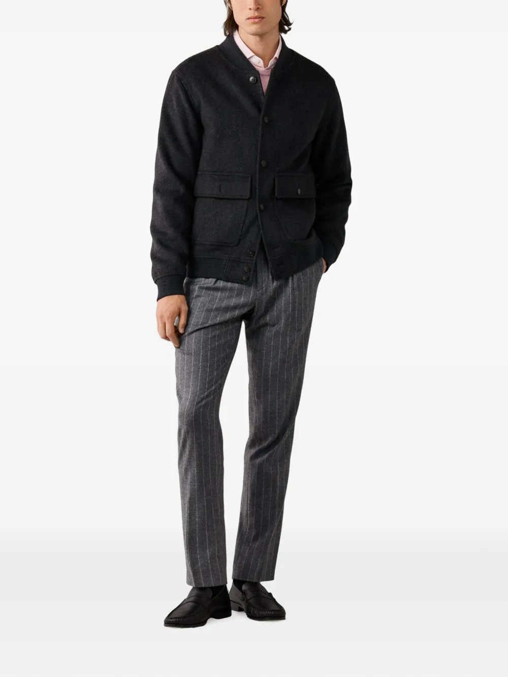 Hackett London Button-up bomberjack Grijs