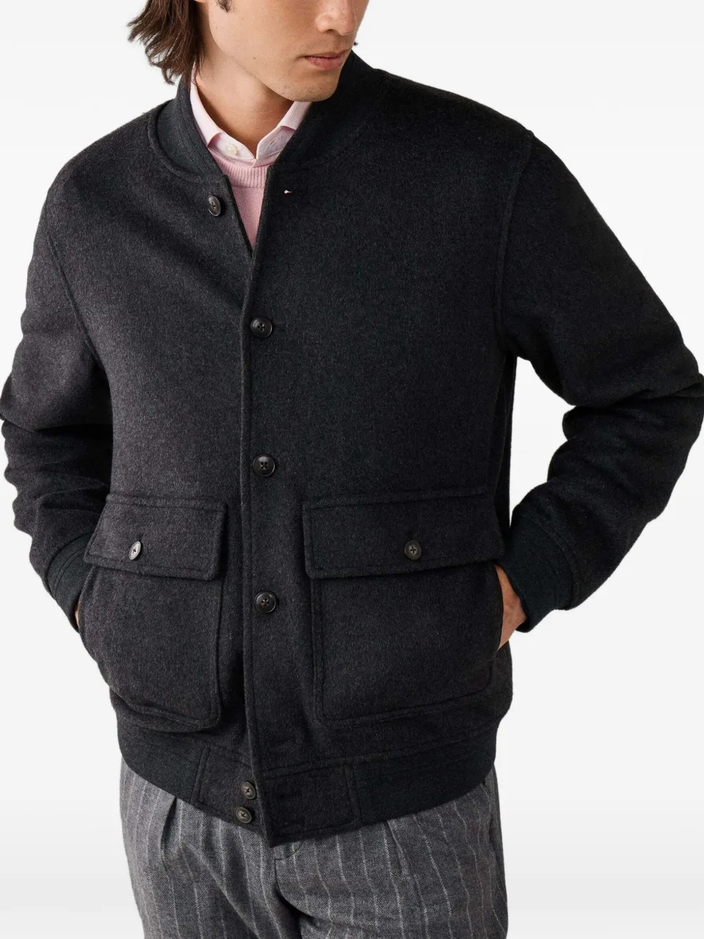 Hackett London Button-up bomberjack Grijs
