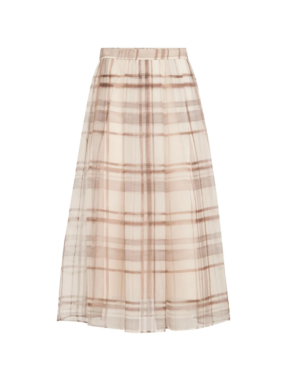 Brunello Cucinelli macro-check pleated midi skirt - Toni neutri
