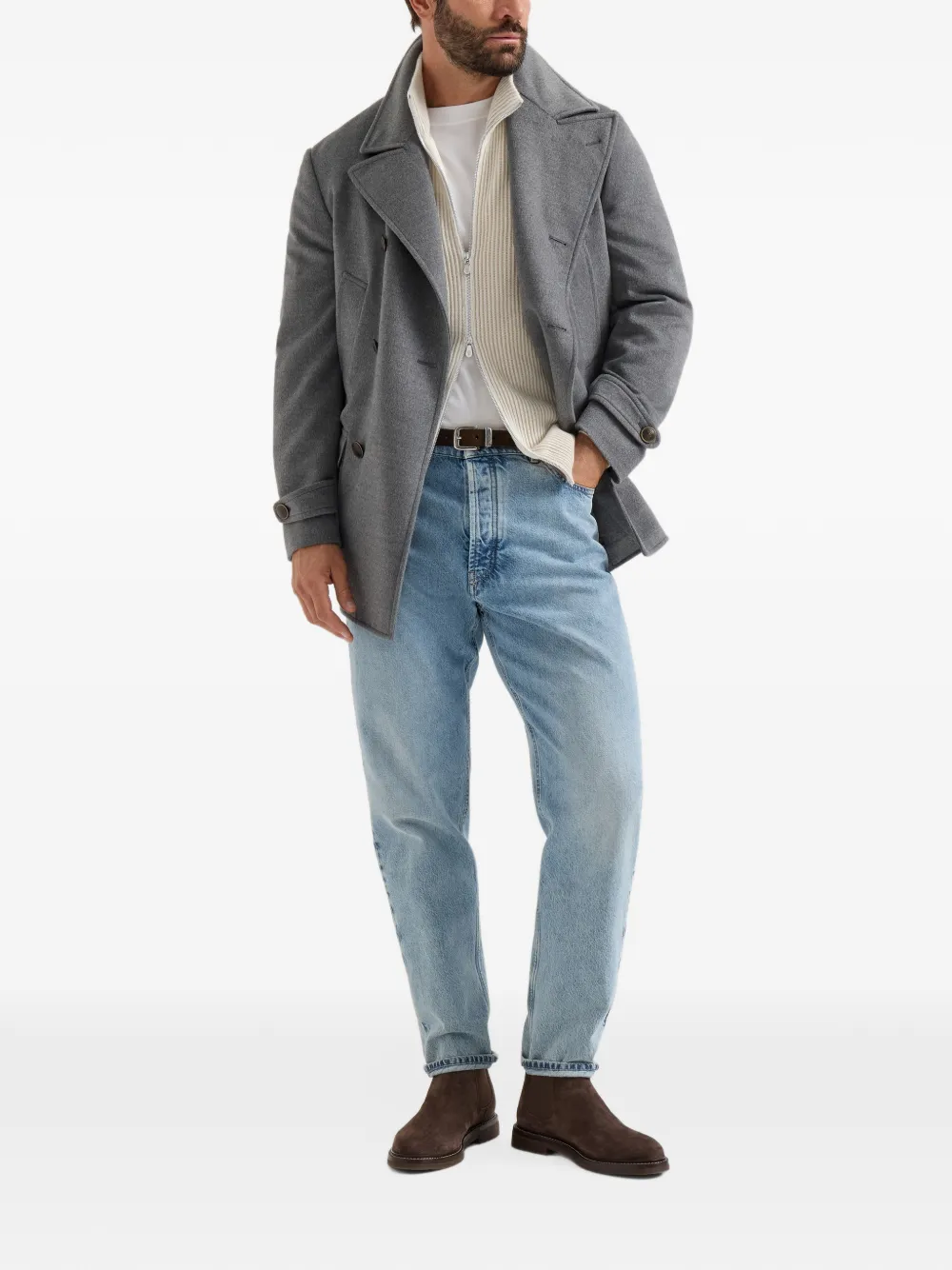 Brunello Cucinelli cashmere vanisé cardigan Beige