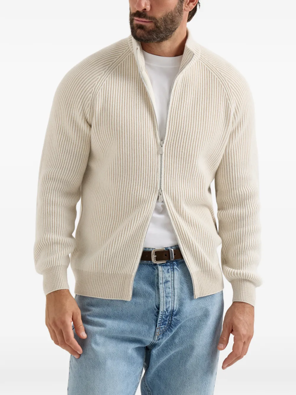 Brunello Cucinelli cashmere vanisé cardigan Beige