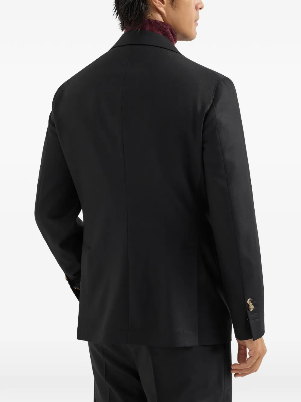 Brunello Cucinelli Scheerwollen flanellen gedeconstrueerde Cavallo blazer Zwart
