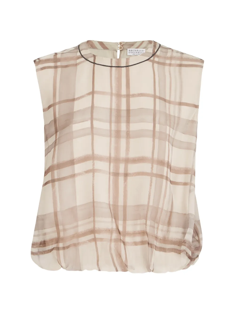 Brunello Cucinelli macrocheck-print organza blouse - Toni neutri