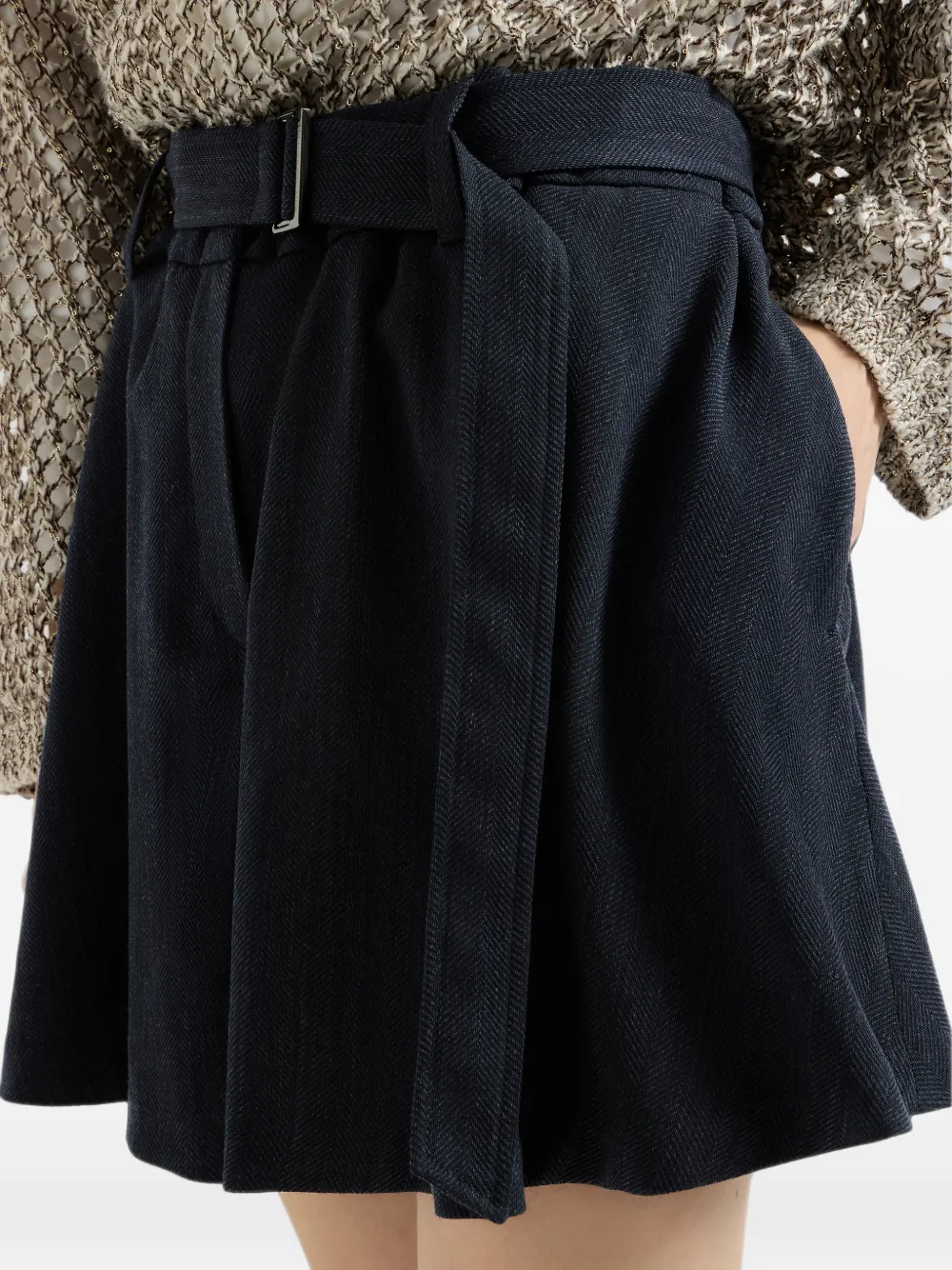 Brunello Cucinelli Monili shorts met chevron streep Blauw