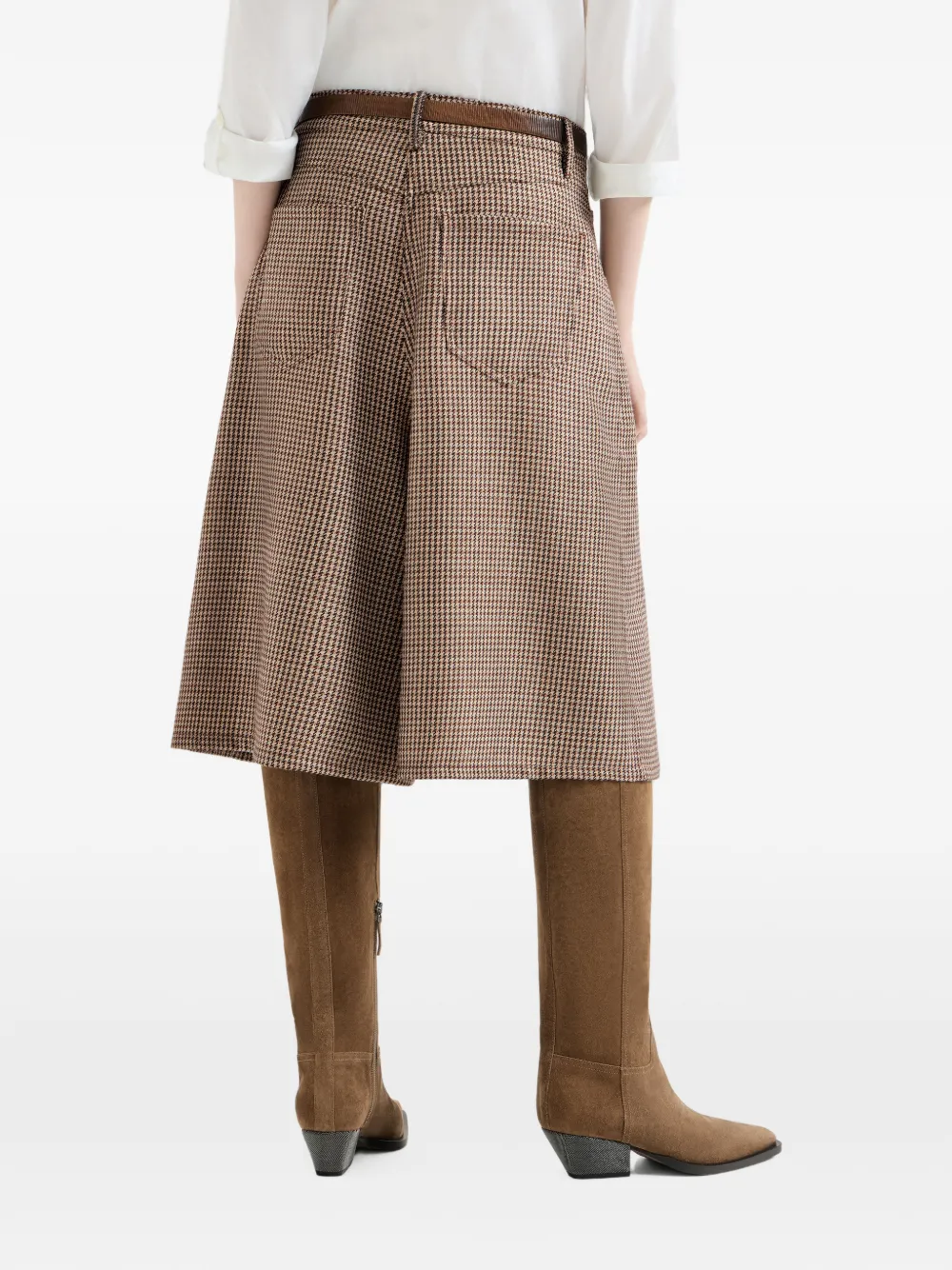 Brunello Cucinelli Monili wollen shorts met pied-de-poule print Bruin